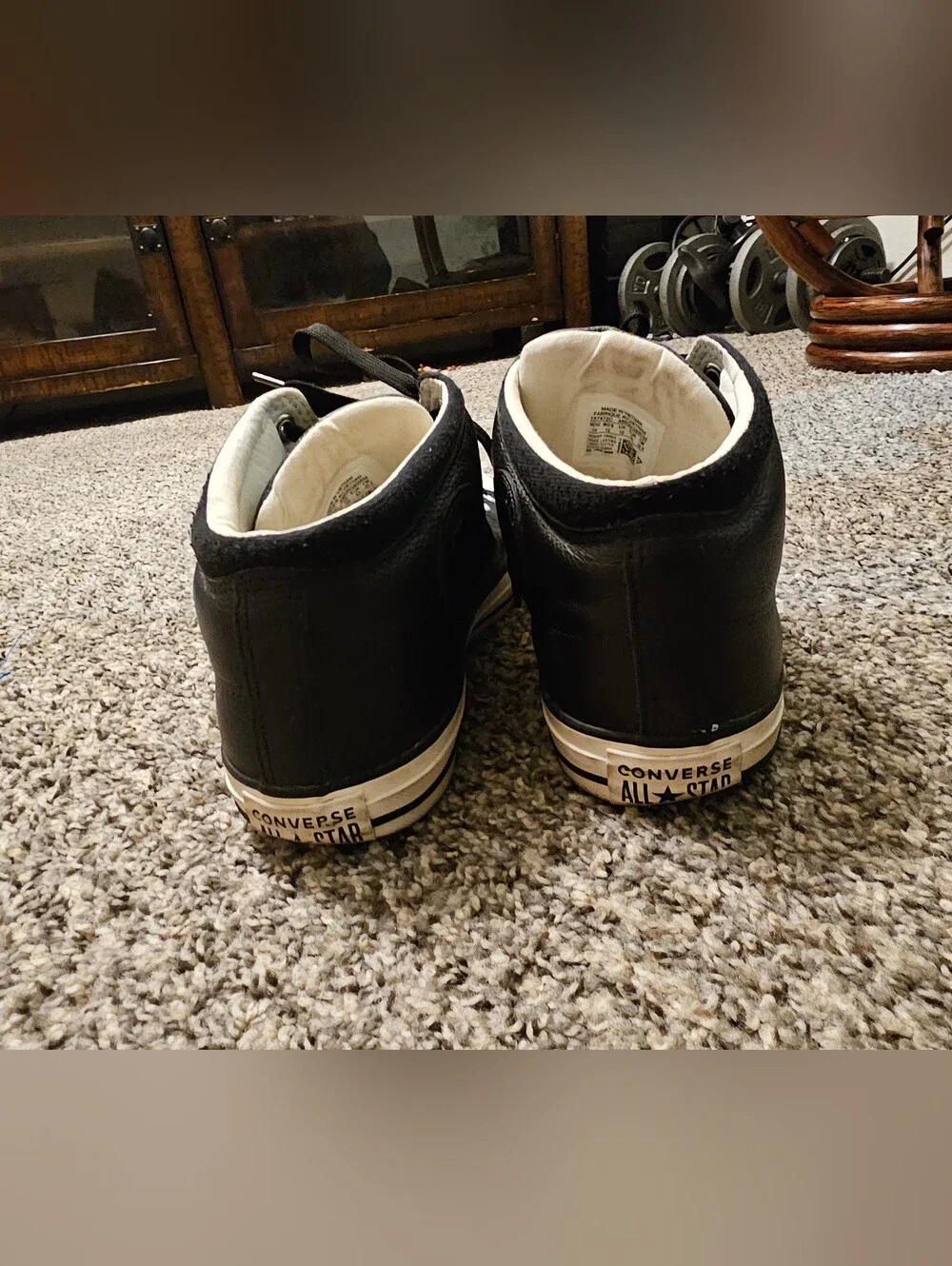 Converse Leather High Top All Star Sneakers in Black with Cream Midsole